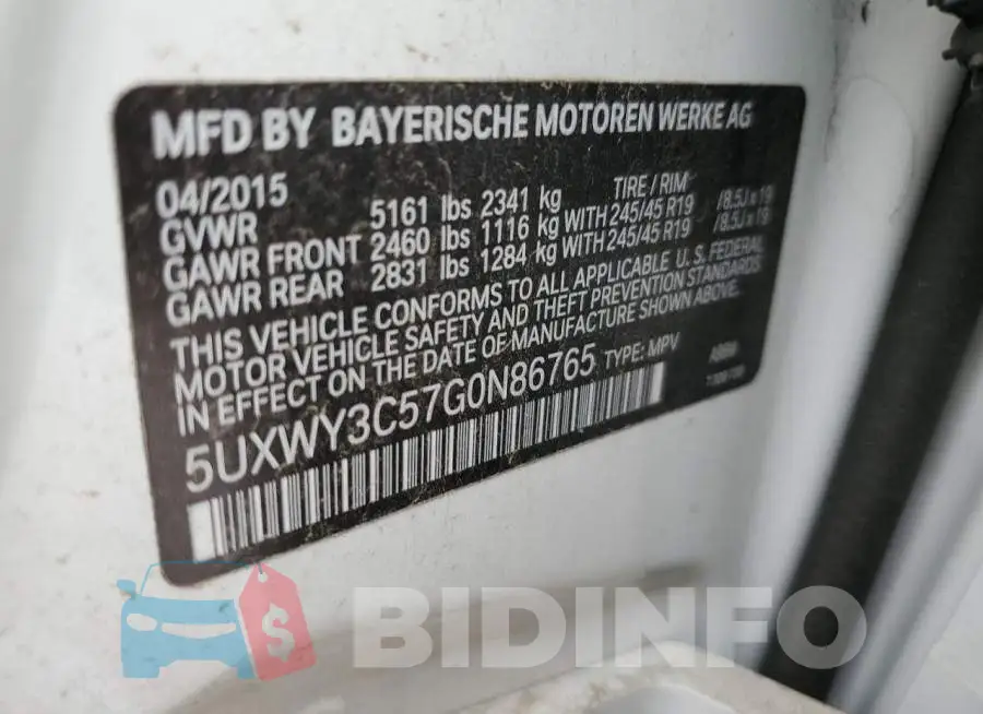 5UXWY3C57G0N86765 Photo# 12