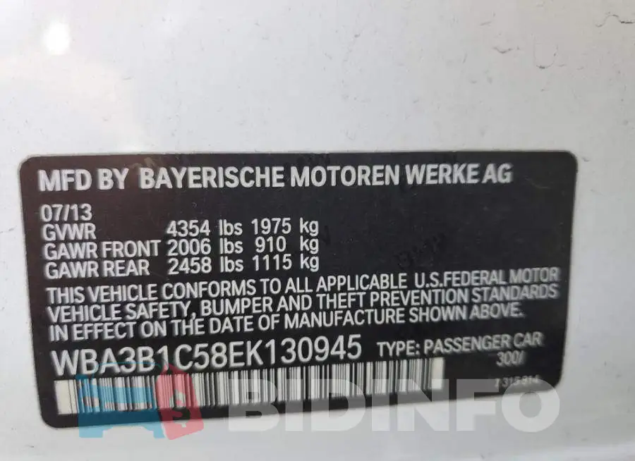 WBA3B1C58EK130945 Photo# 12