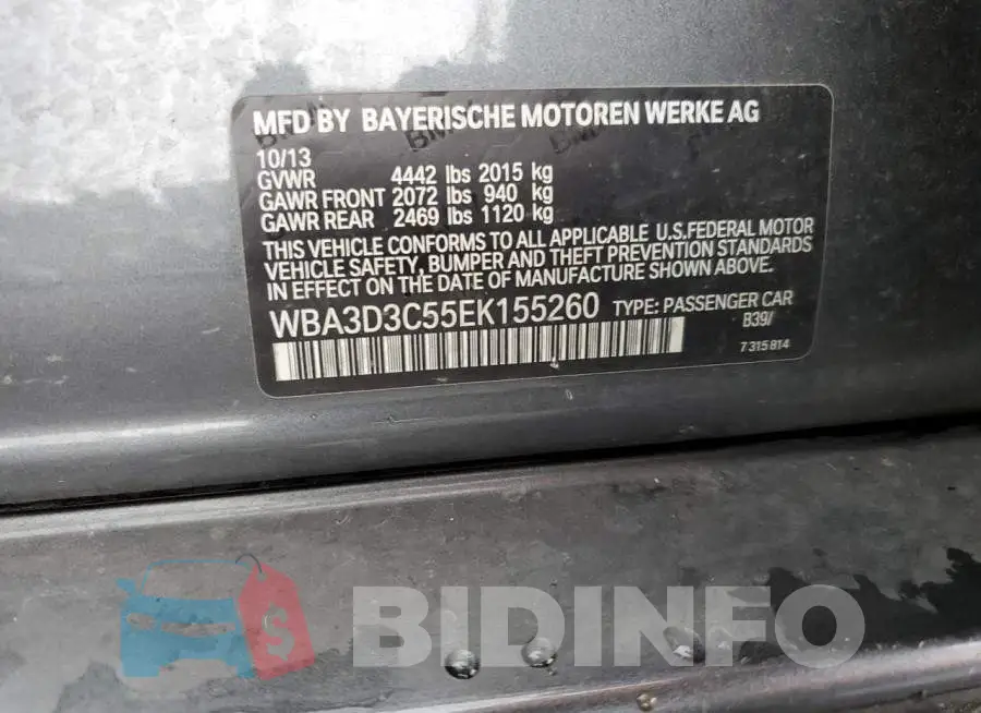 WBA3D3C55EK155260 Photo# 12