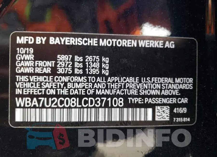 WBA7U2C08LCD37108 Photo# 12
