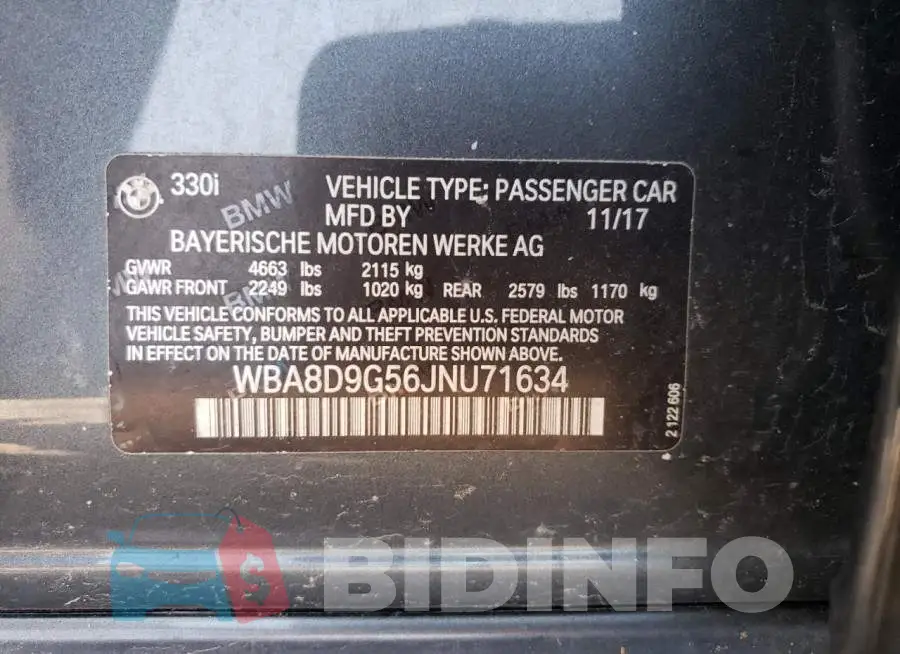 WBA8D9G56JNU71634 Photo# 12