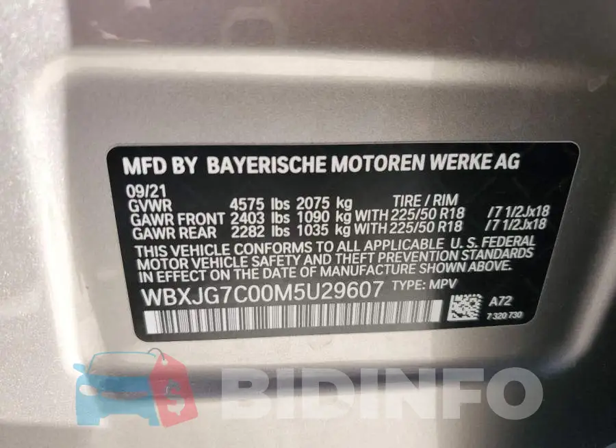 WBXJG7C00M5U29607 Photo# 13