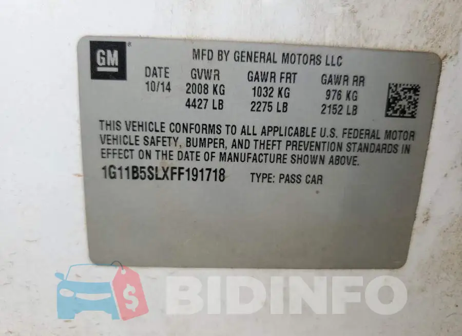 1G11B5SLXFF191718 Photo# 12