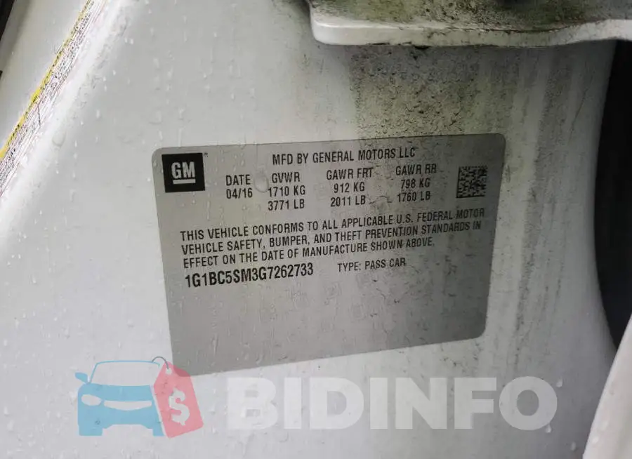 1G1BC5SM3G7262733 Photo# 12