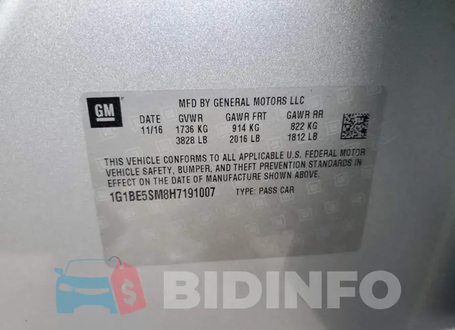 1G1BE5SM8H7191007 Photo# 12