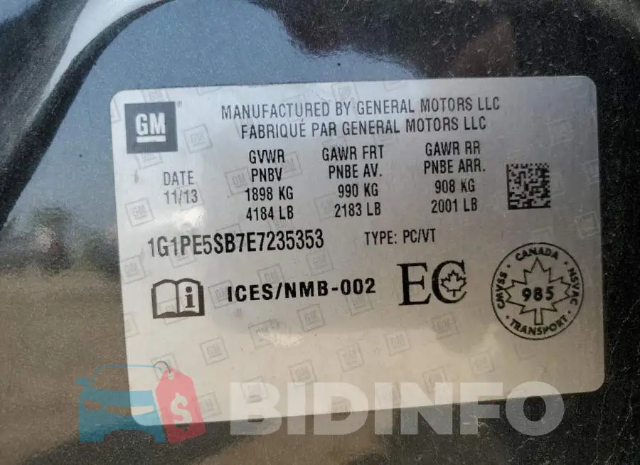 1G1PE5SB7E7235353 Photo# 12