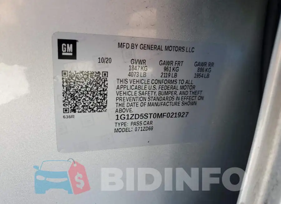 1G1ZD5ST0MF021927 Photo# 12