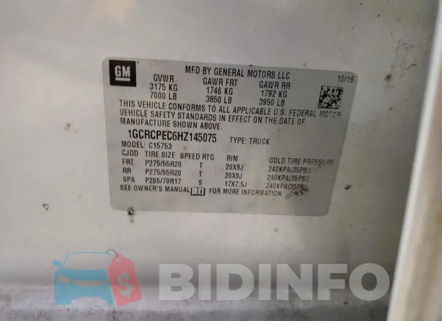 1GCRCPEC6HZ145075 Photo# 12