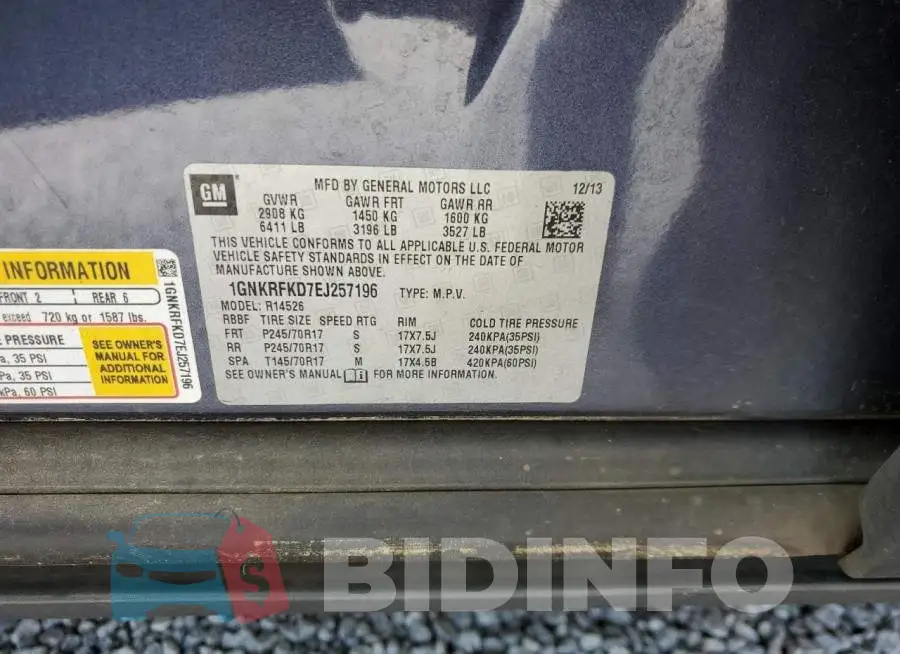 1GNKRFKD7EJ257196 Photo# 13