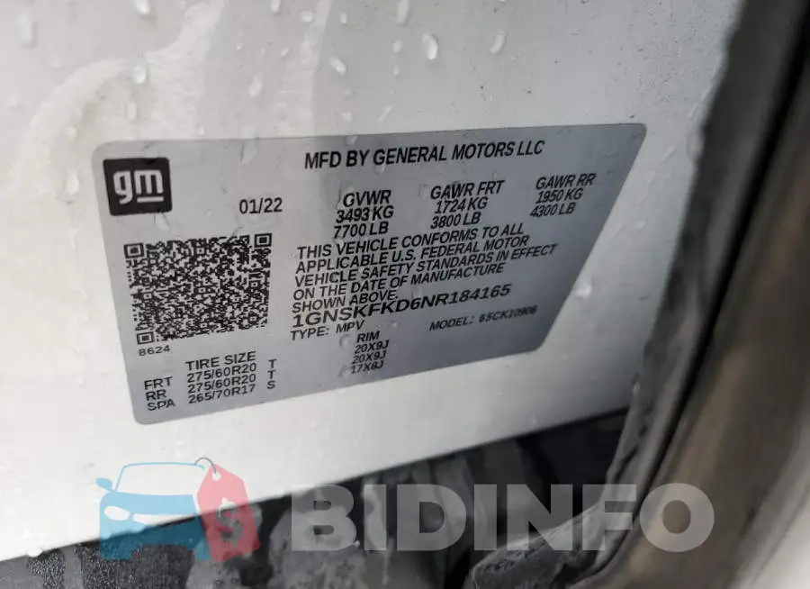 1GNSKFKD6NR184165 Photo# 14