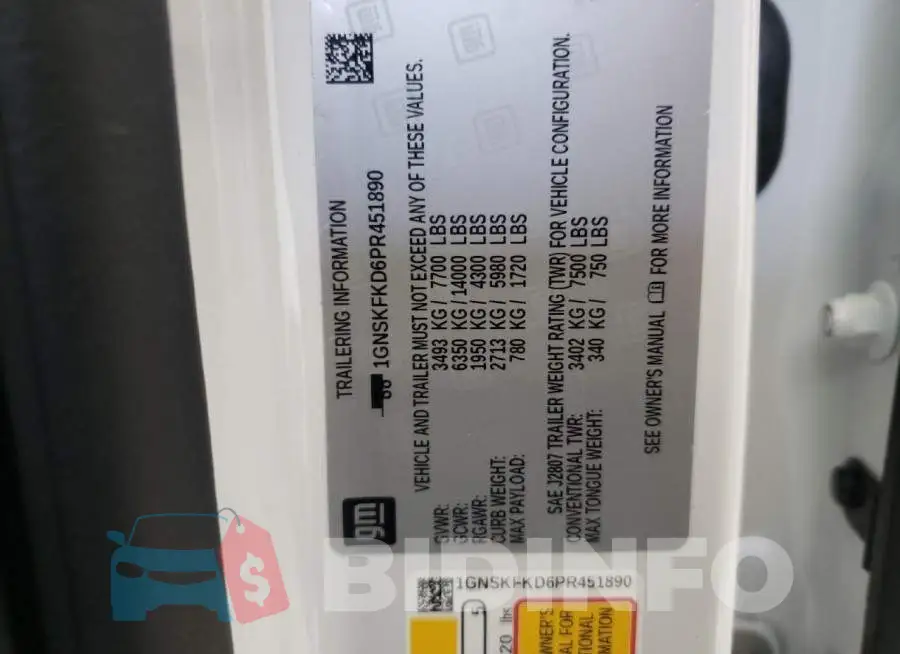 1GNSKFKD6PR451890 Photo# 14