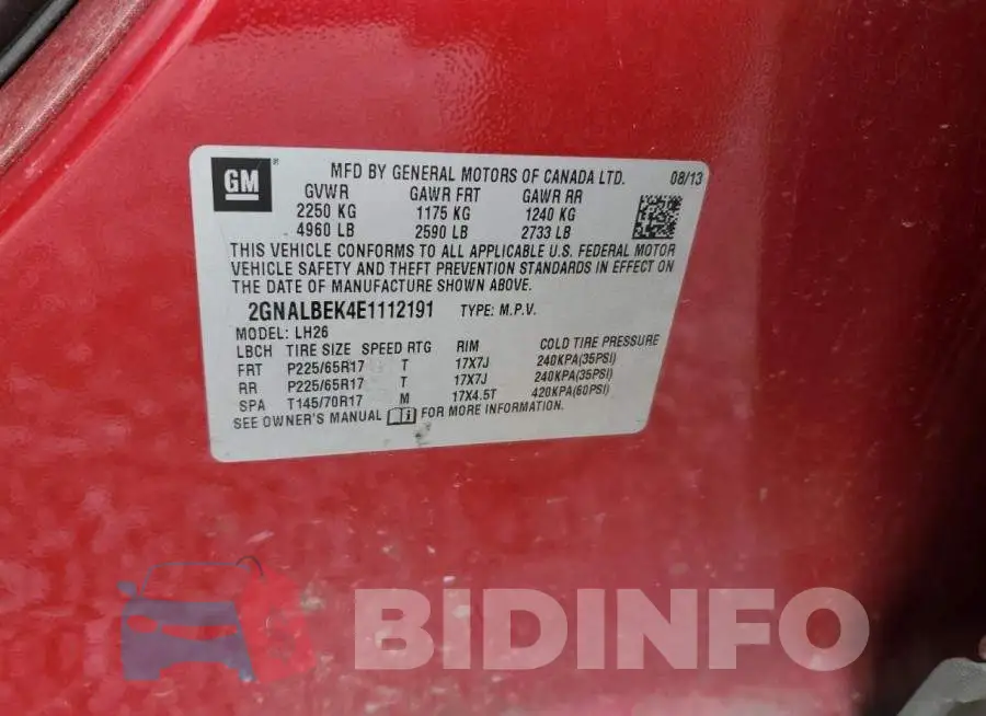 2GNALBEK4E1112191 Photo# 12