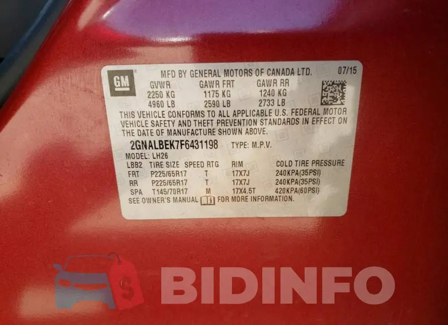 2GNALBEK7F6431198 Photo# 13