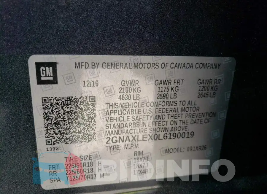 2GNAXLEX0L6190019 Photo# 13