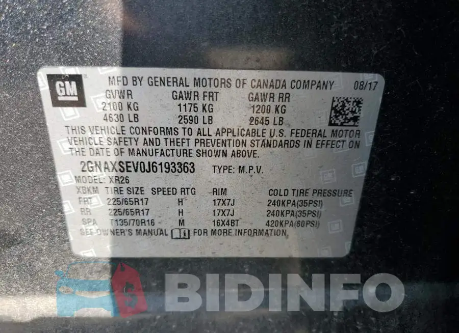 2GNAXSEV0J6193363 Photo# 12