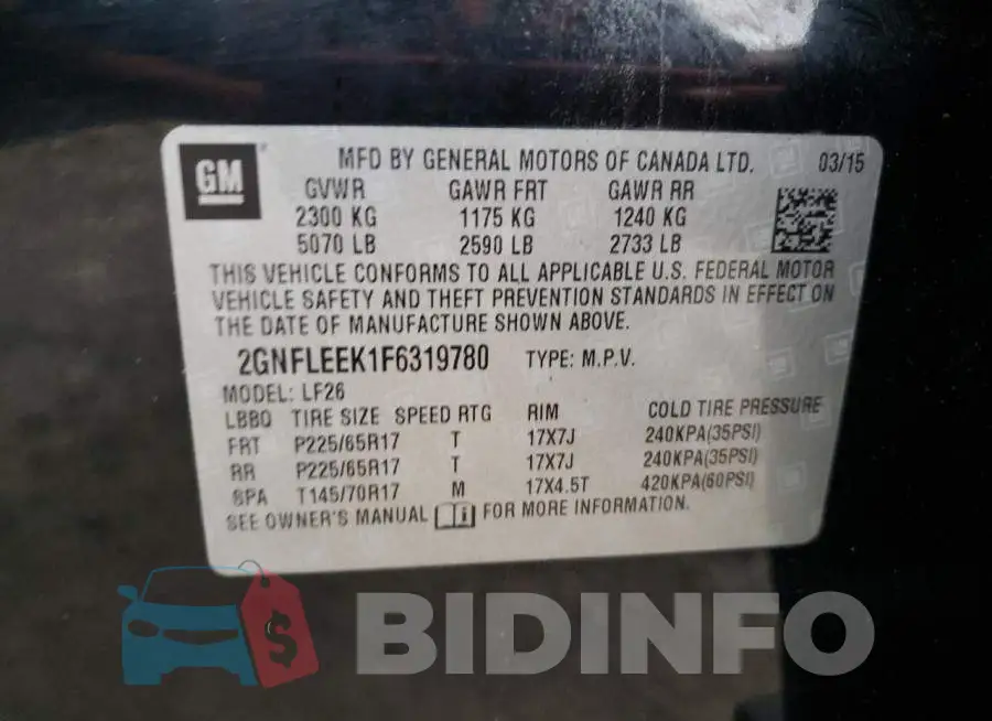 2GNFLEEK1F6319780 Photo# 14