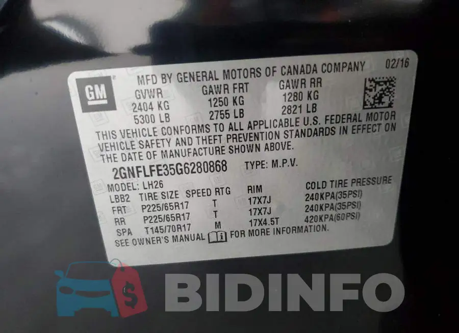 2GNFLFE35G6280868 Photo# 13