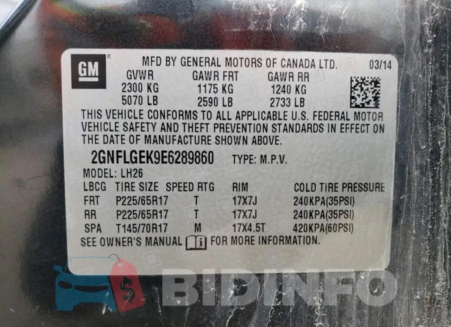 2GNFLGEK9E6289860 Photo# 13