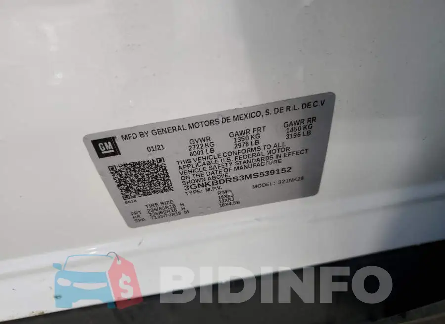 3GNKBDRS3MS539152 Photo# 14