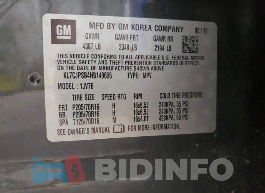 KL7CJPSB4HB149655 Photo# 13
