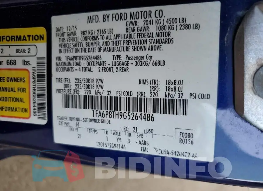 1FA6P8TH9G5264486 Photo# 12
