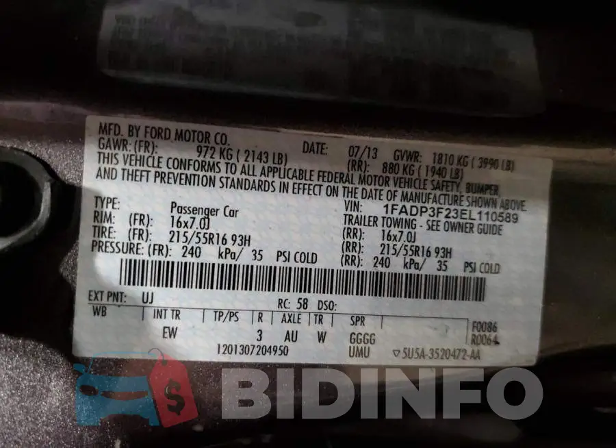 1FADP3F23EL110589 Photo# 13