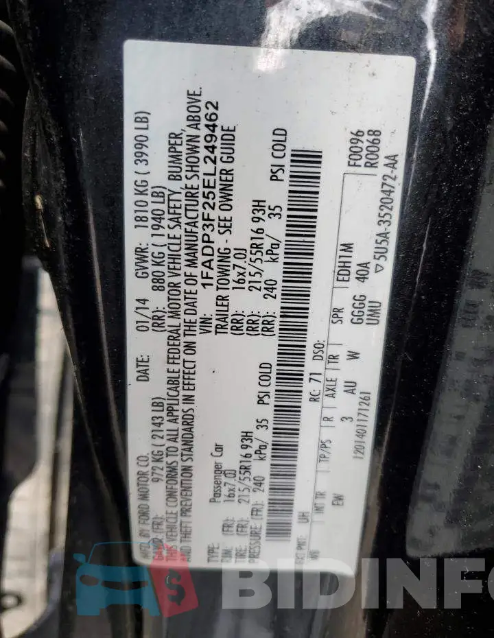 1FADP3F25EL249462 Photo# 12