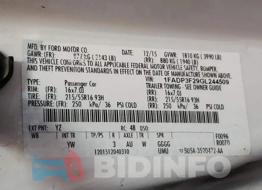 1FADP3F29GL244509 Photo# 12