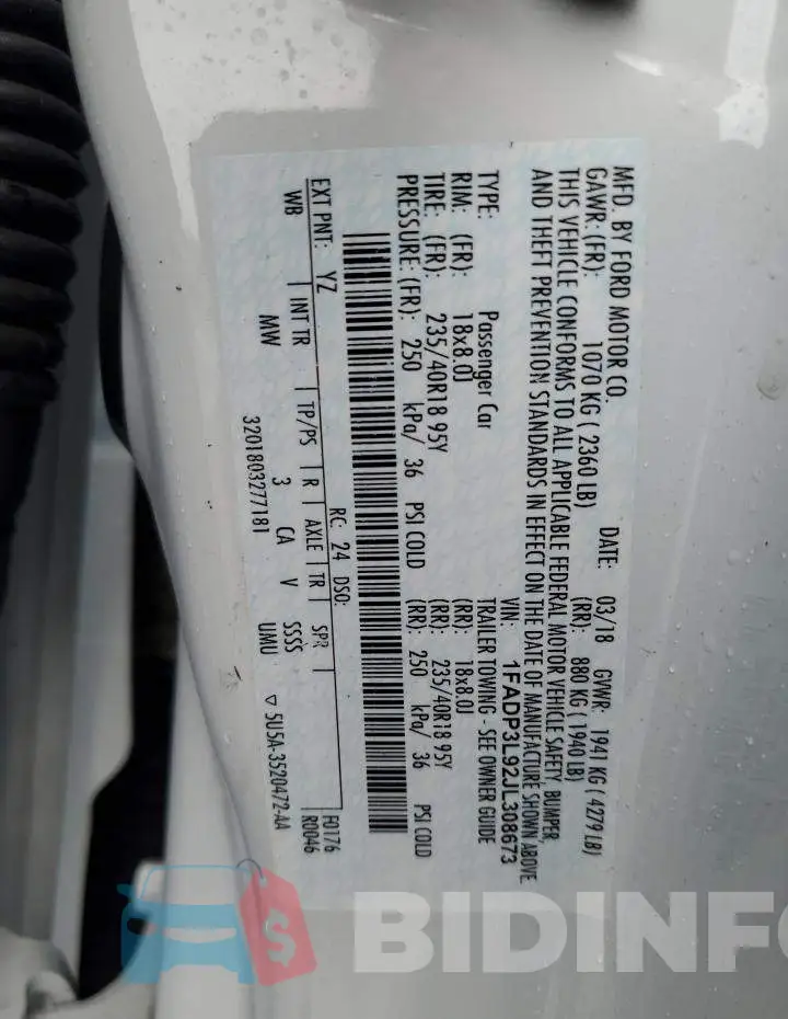 1FADP3L92JL308673 Photo# 13