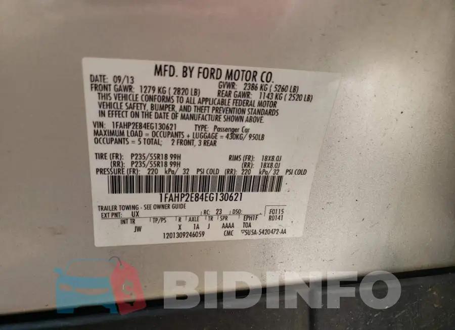 1FAHP2E84EG130621 Photo# 12