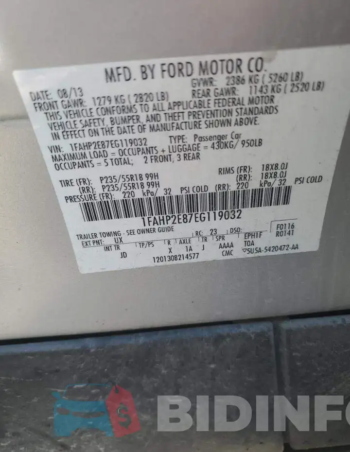 1FAHP2E87EG119032 Photo# 12