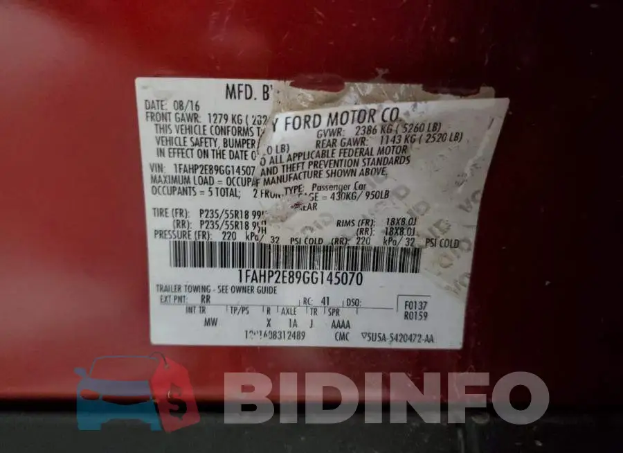 1FAHP2E89GG145070 Photo# 12