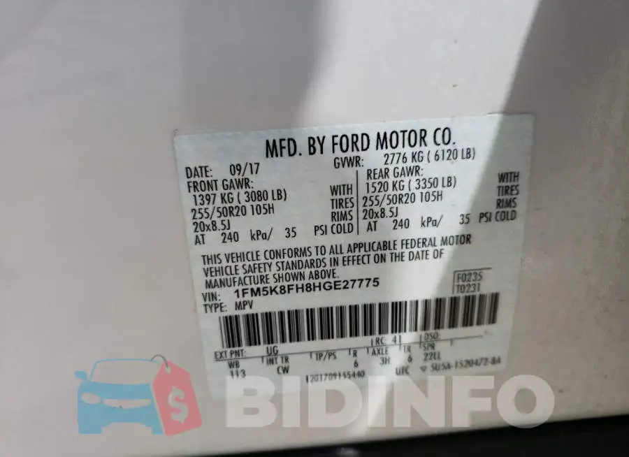 1FM5K8FH8HGE27775 Photo# 14