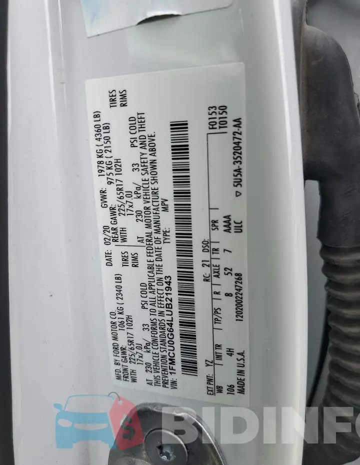 1FMCU0G64LUB21943 Photo# 12