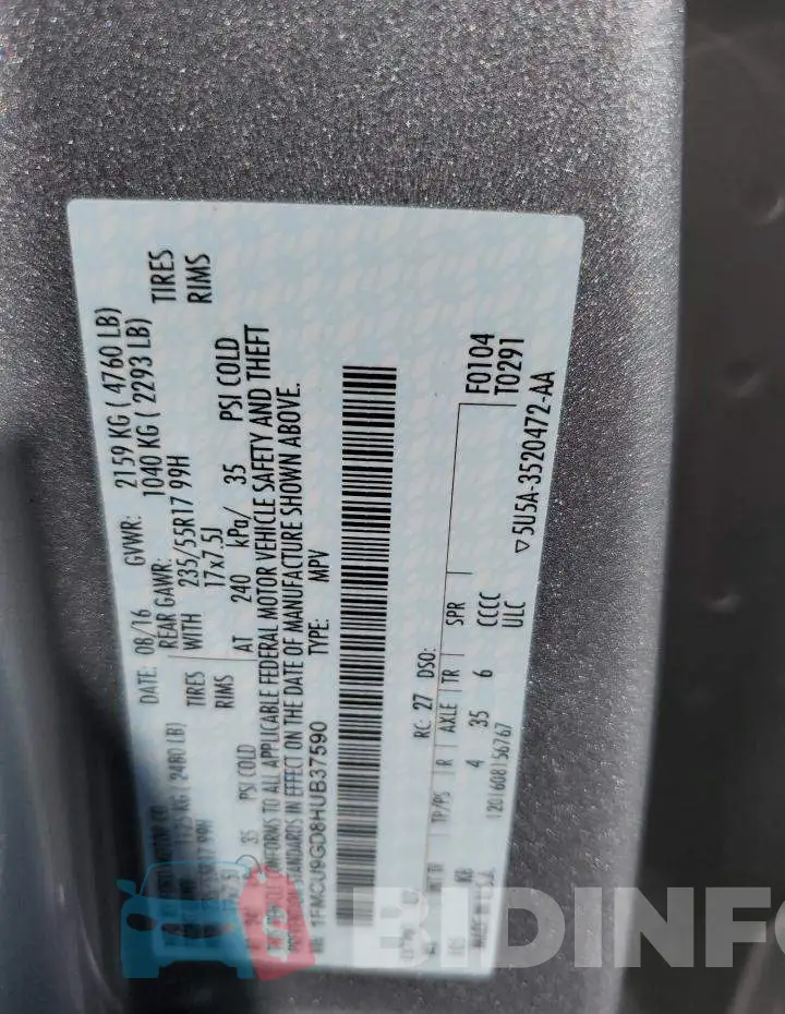 1FMCU9GD8HUB37590 Photo# 12