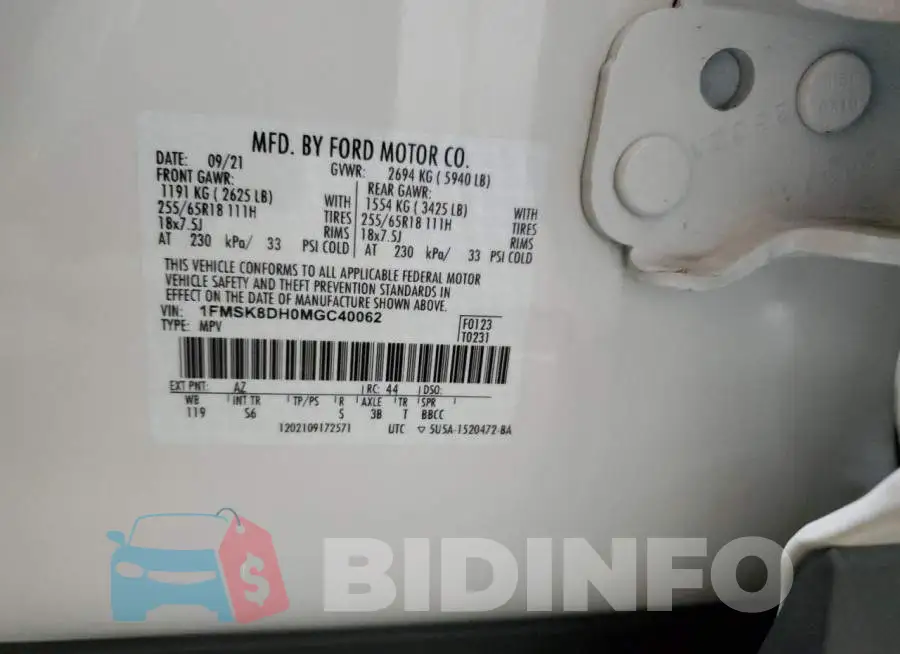 1FMSK8DH0MGC40062 Photo# 14