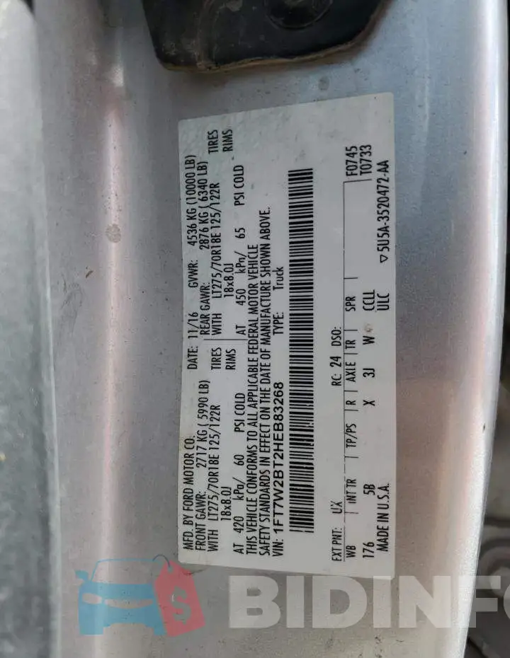 1FT7W2BT2HEB83268 Photo# 12