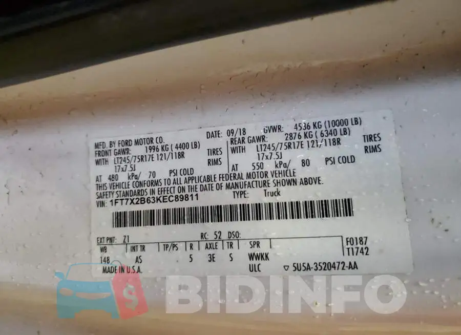 1FT7X2B63KEC89811 Photo# 12