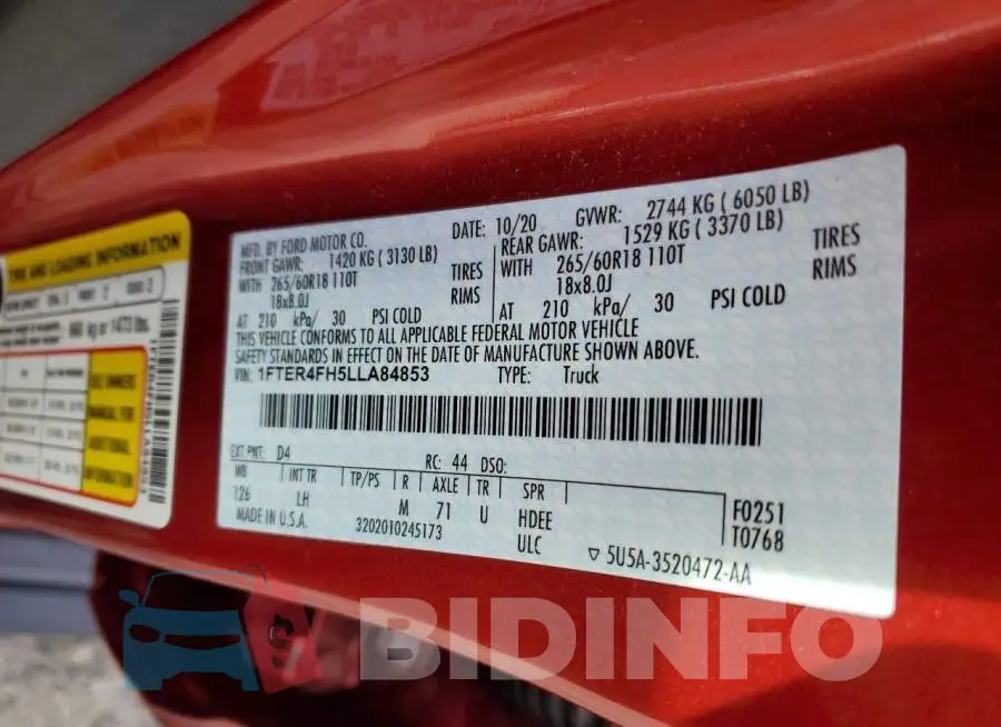 1FTER4FH5LLA84853 Photo# 12