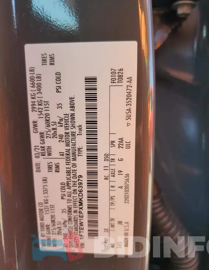 1FTEW1EPXMKD63979 Photo# 12