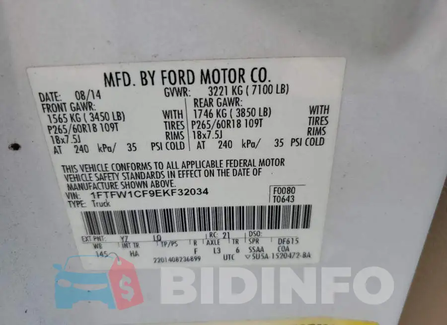 1FTFW1CF9EKF32034 Photo# 12