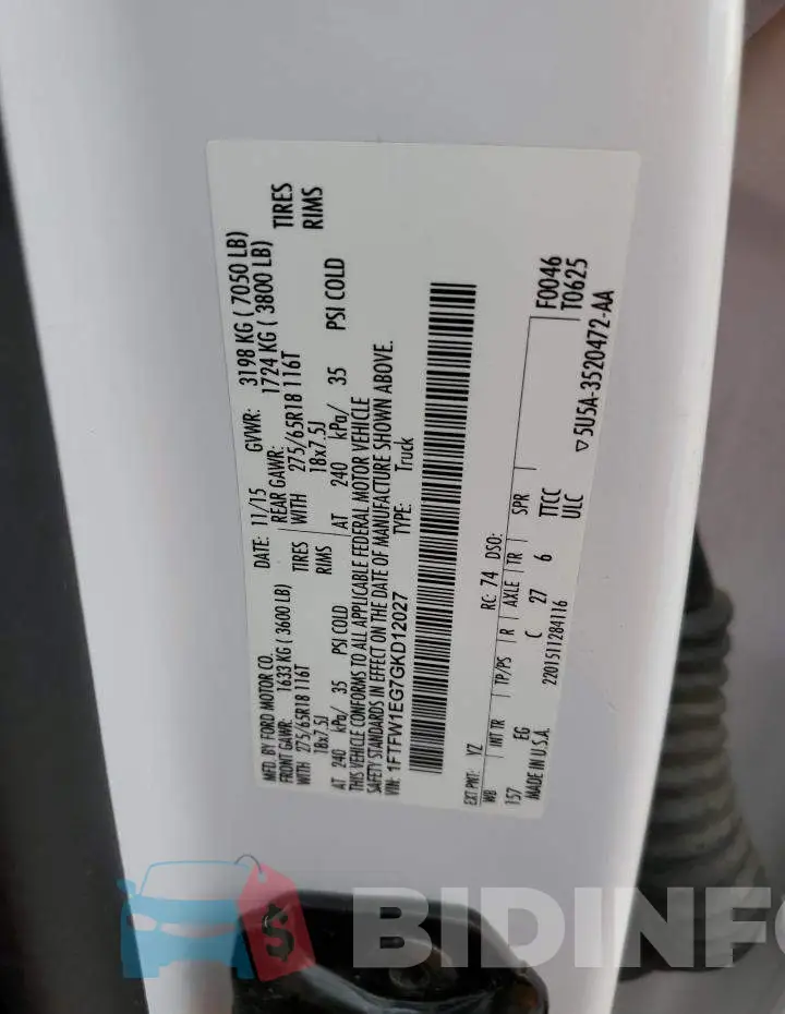 1FTFW1EG7GKD12027 Photo# 12