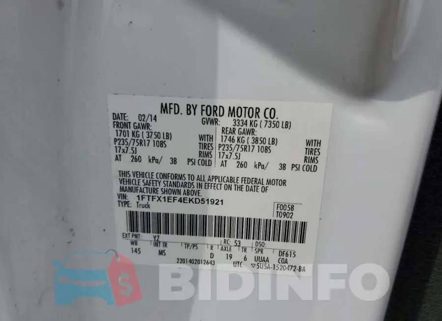 1FTFX1EF4EKD51921 Photo# 12