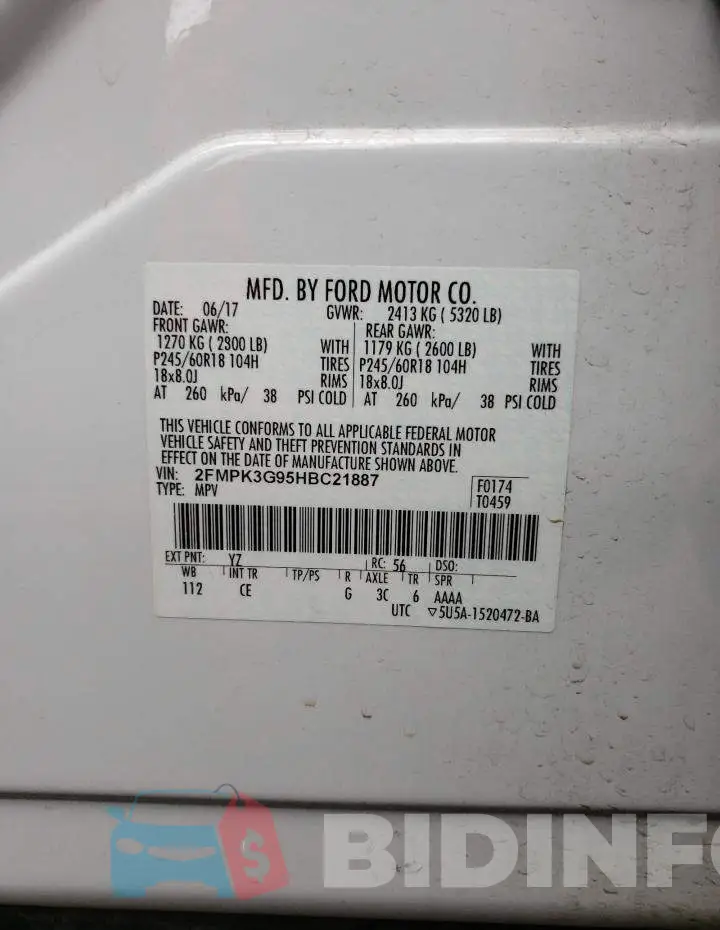 2FMPK3G95HBC21887 Photo# 13