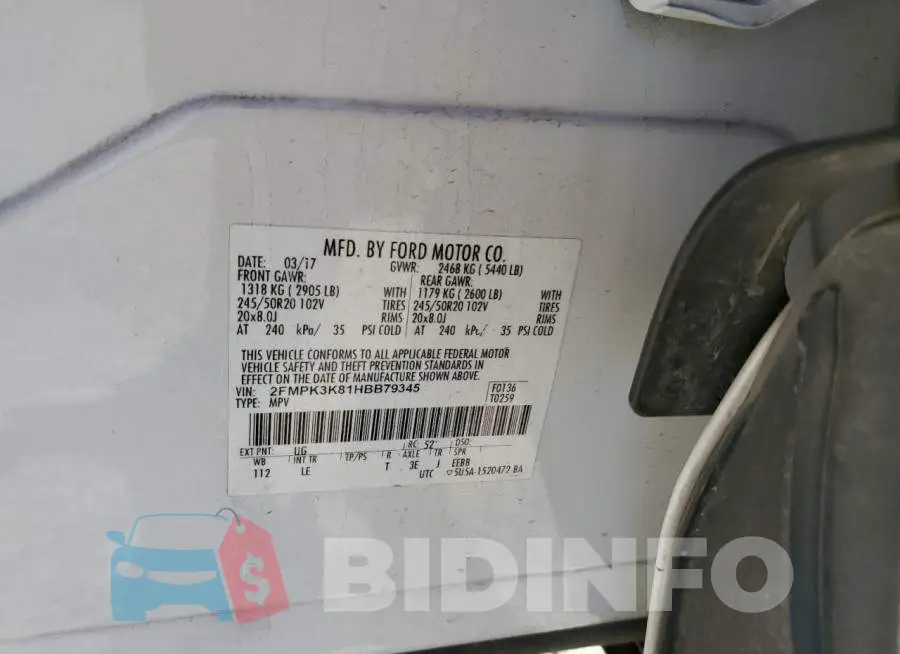 2FMPK3K81HBB79345 Photo# 12