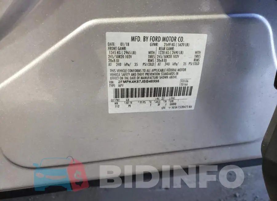 2FMPK4K87JBB48998 Photo# 13