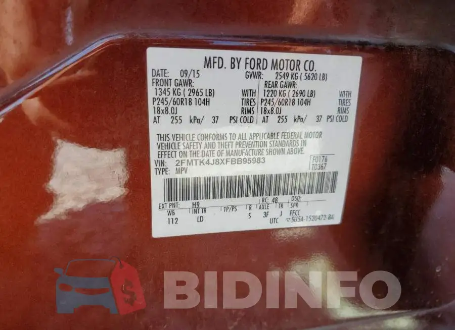 2FMTK4J8XFBB95983 Photo# 13