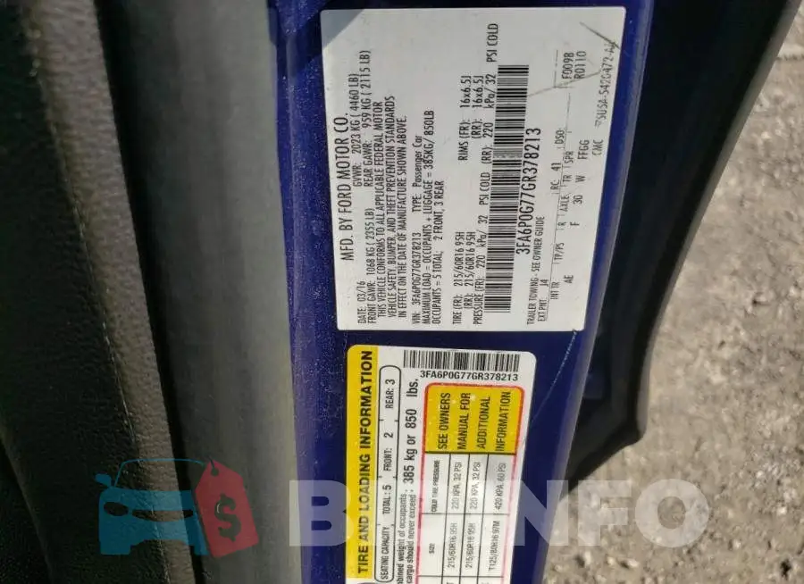 3FA6P0G77GR378213 Photo# 12