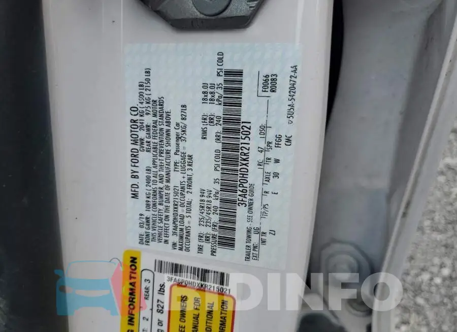3FA6P0HDXKR215021 Photo# 12