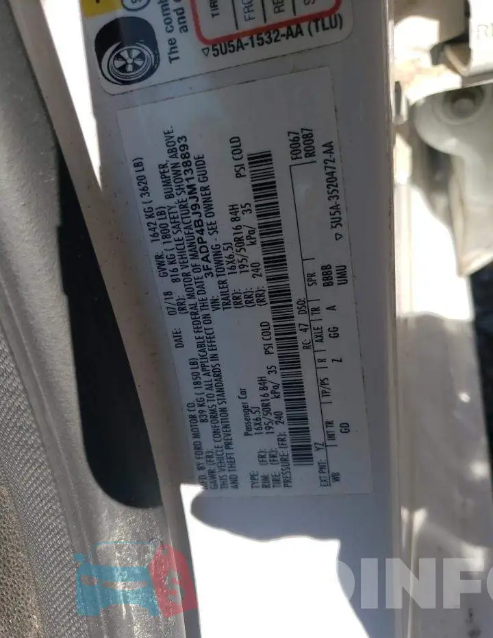 3FADP4BJ9JM138893 Photo# 12